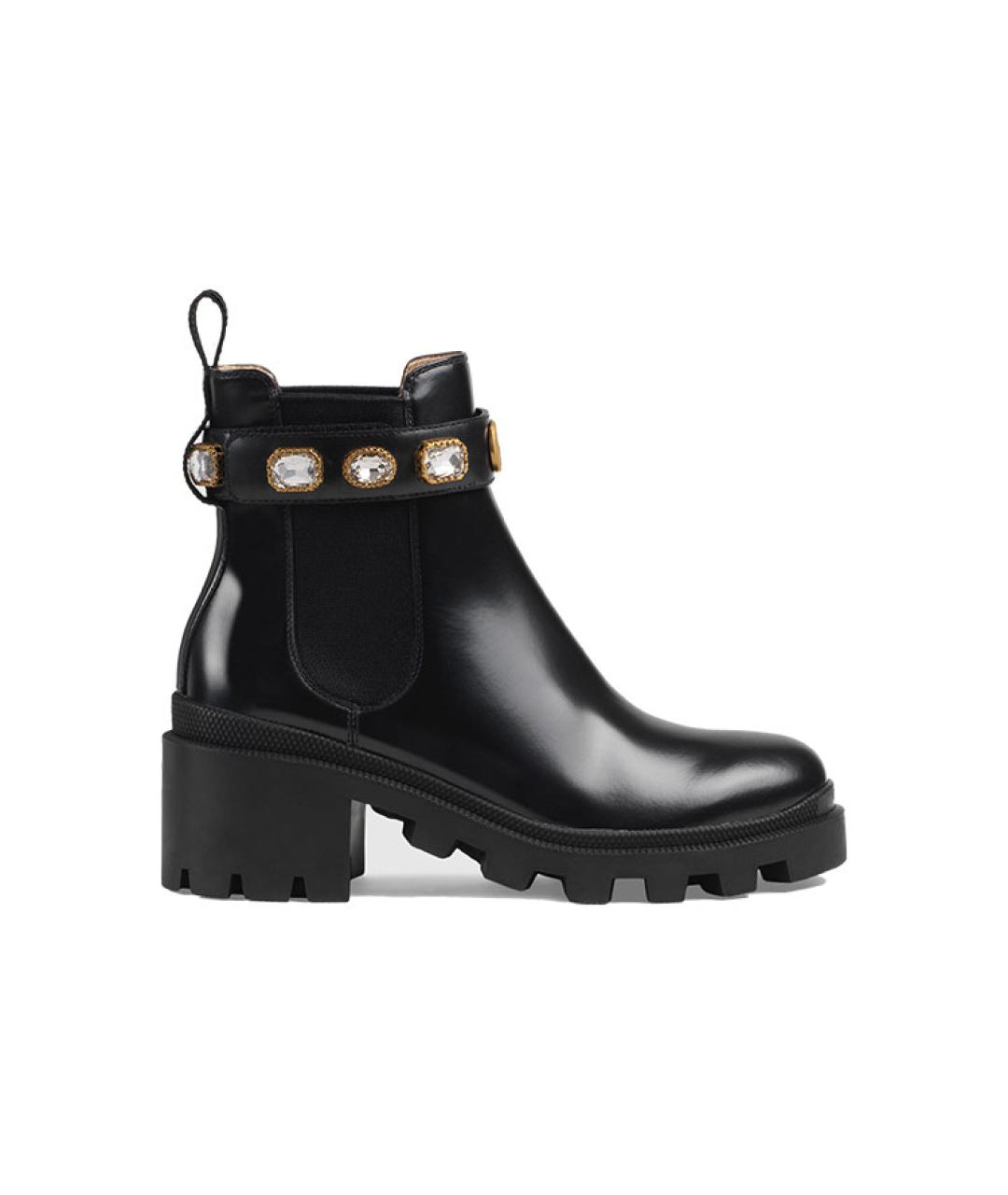 GUCCI Черные кожаные полусапоги, фото 1
