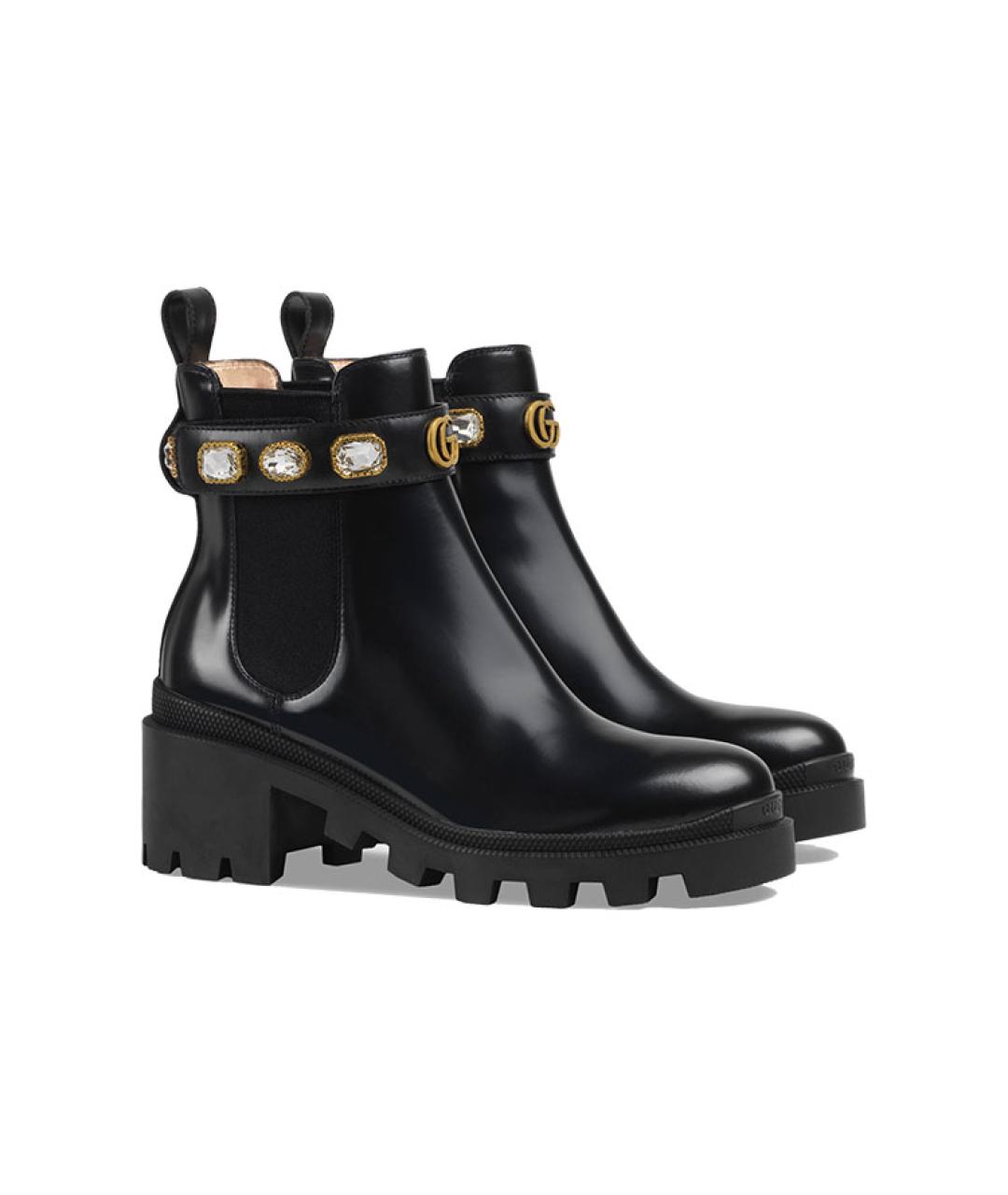 GUCCI Черные кожаные полусапоги, фото 3