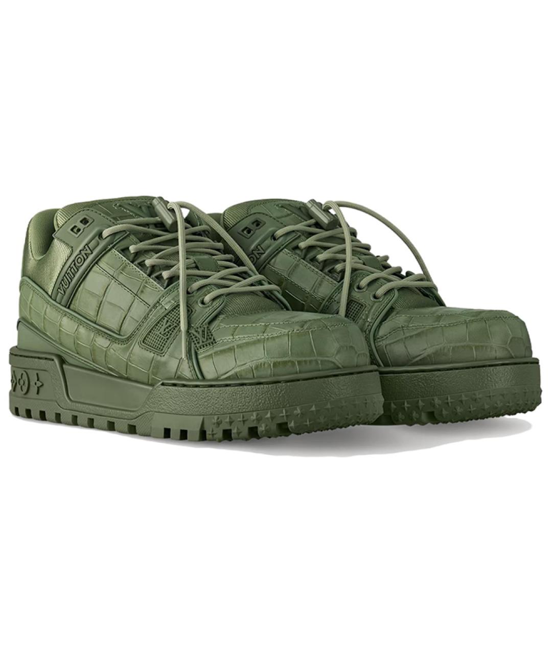 LOUIS VUITTON Зеленые кожаные кроссовки, фото 2