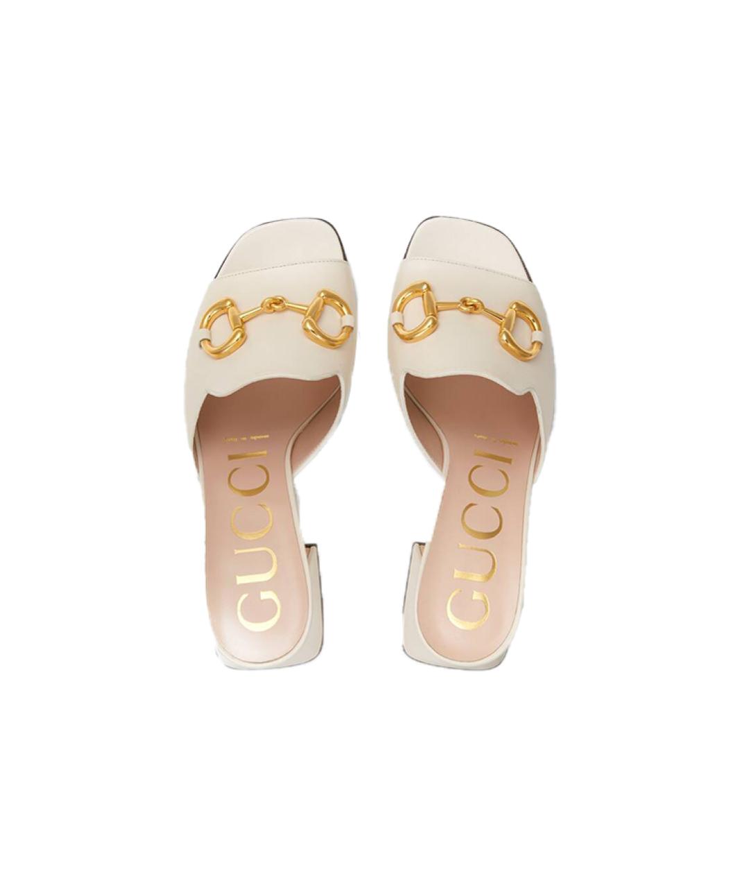 GUCCI Бежевые кожаные мюли, фото 3