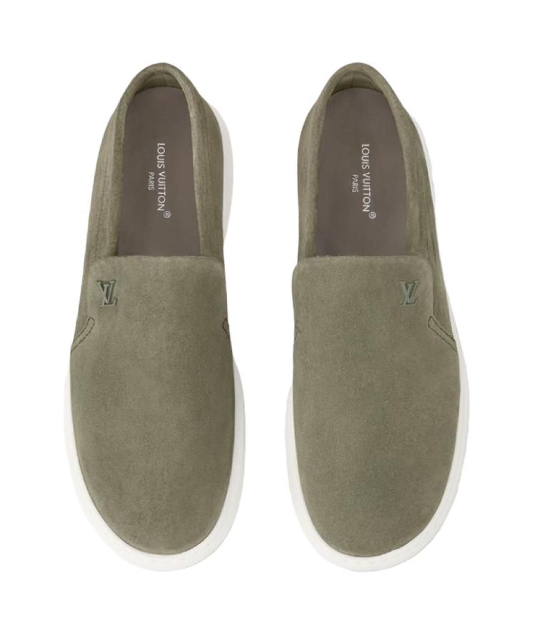 LOUIS VUITTON Зеленые кожаные лоферы, фото 5