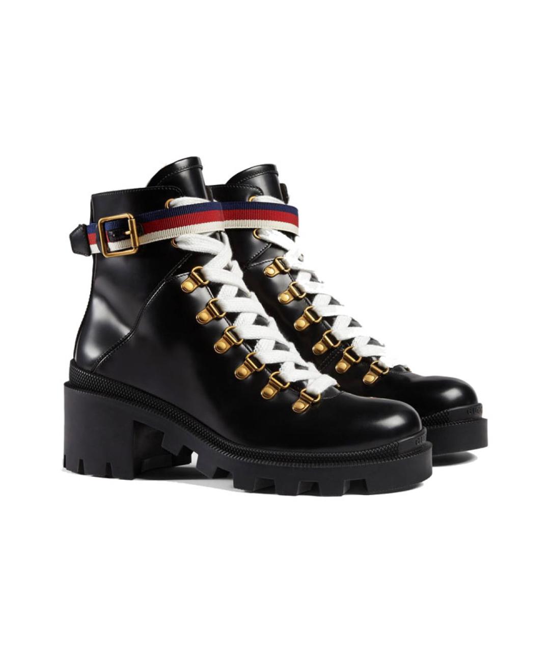 GUCCI Черные кожаные ботинки, фото 2