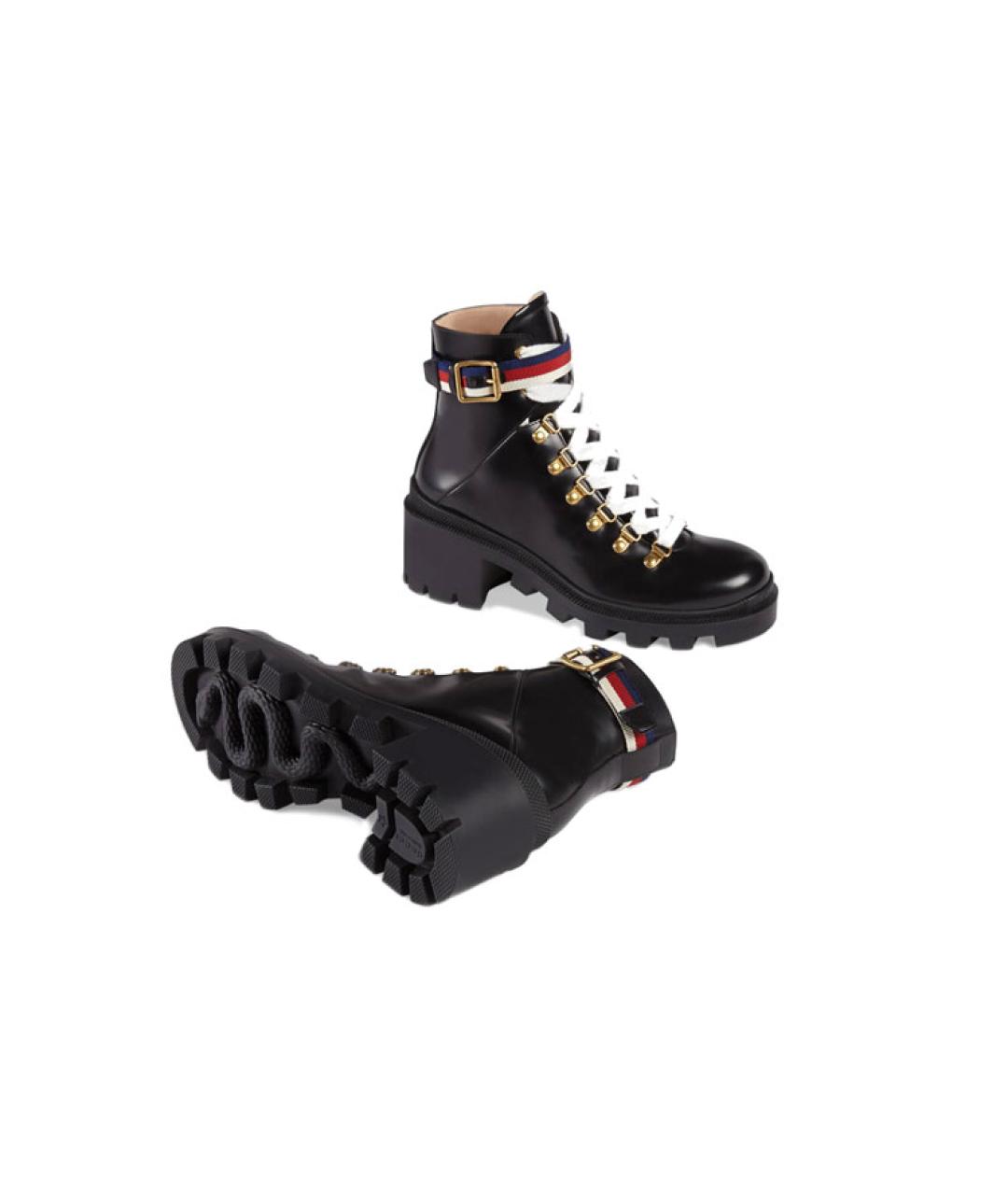 GUCCI Черные кожаные ботинки, фото 5