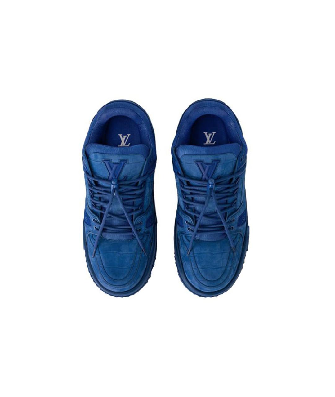 LOUIS VUITTON Синие кожаные низкие кроссовки / кеды, фото 3