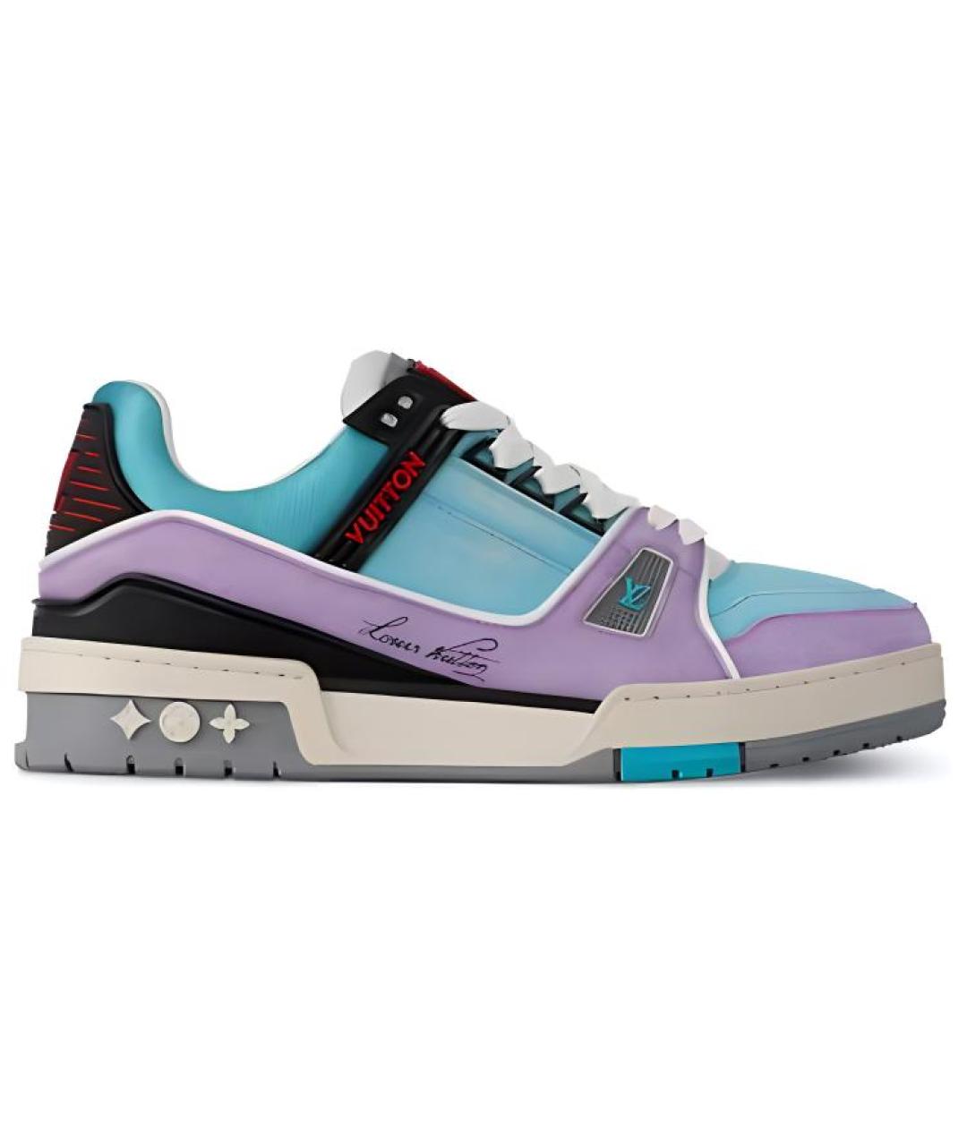 LOUIS VUITTON Голубые кожаные кроссовки, фото 1