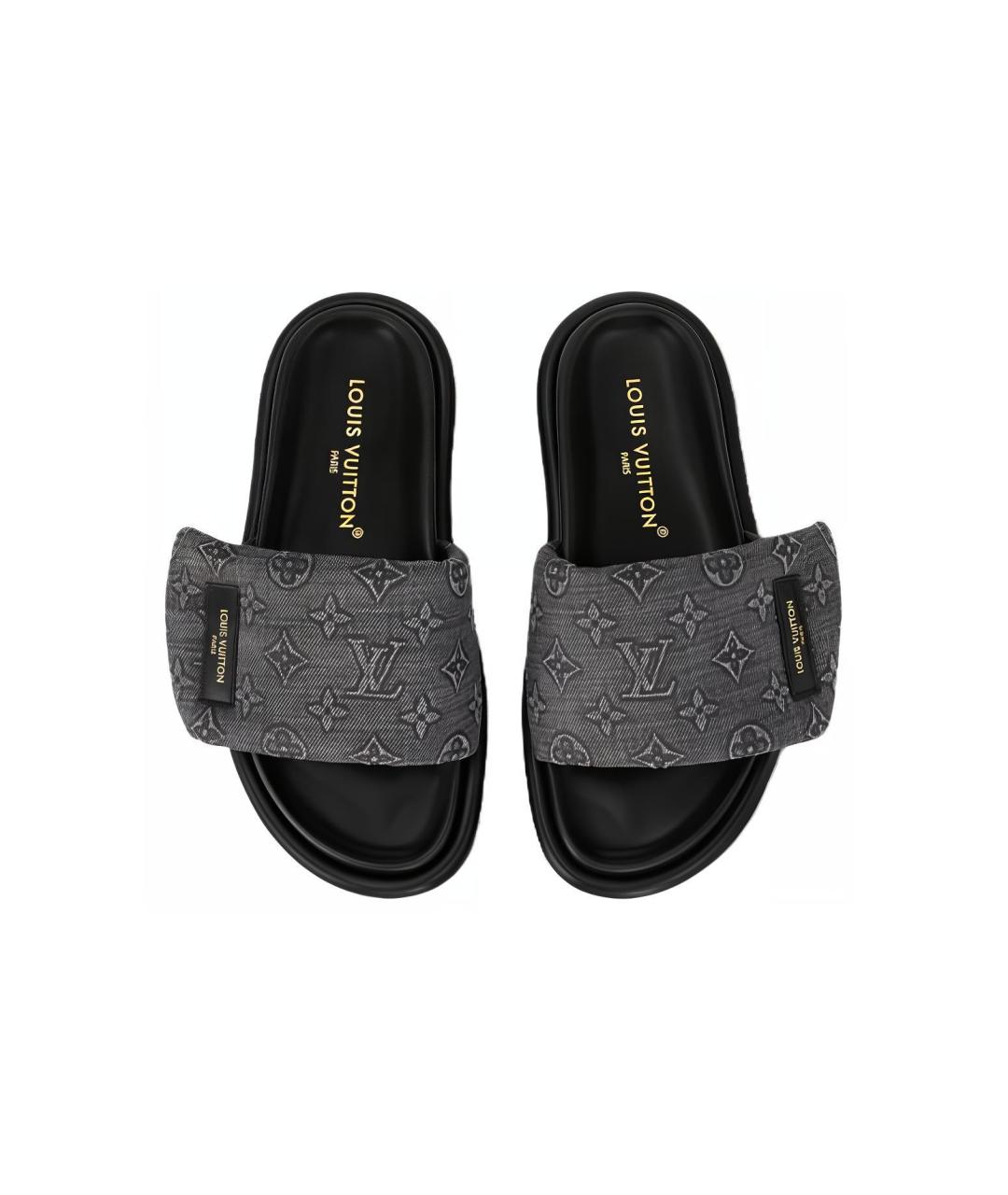 LOUIS VUITTON Черные шлепанцы, фото 4