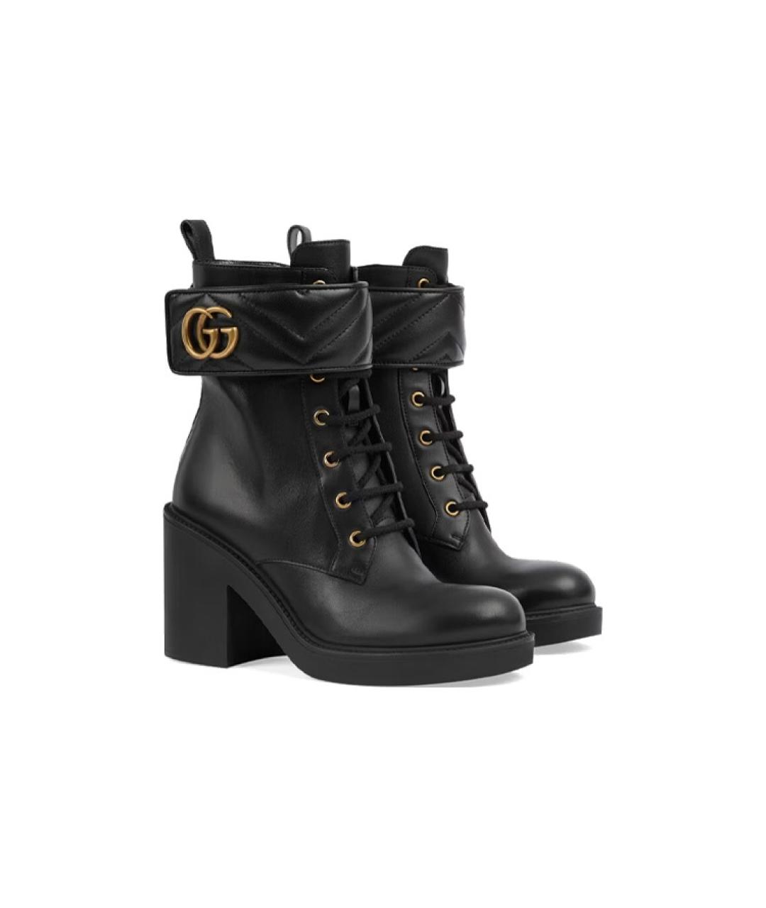 GUCCI Черные кожаные ботинки, фото 3