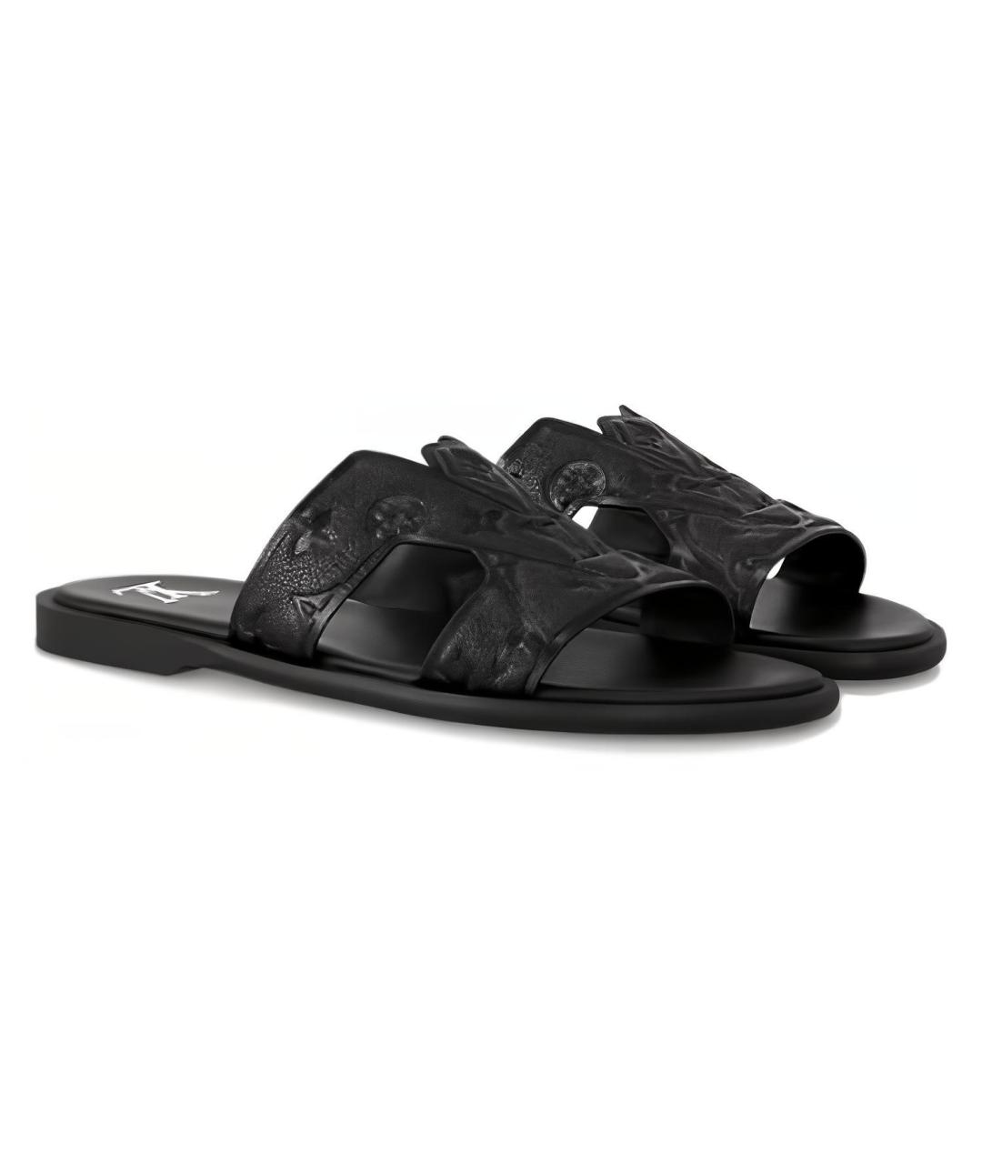 LOUIS VUITTON Черные кожаные сандалии, фото 3