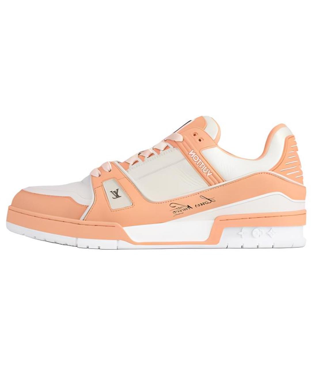 LOUIS VUITTON Оранжевое кожаные низкие кроссовки / кеды, фото 2