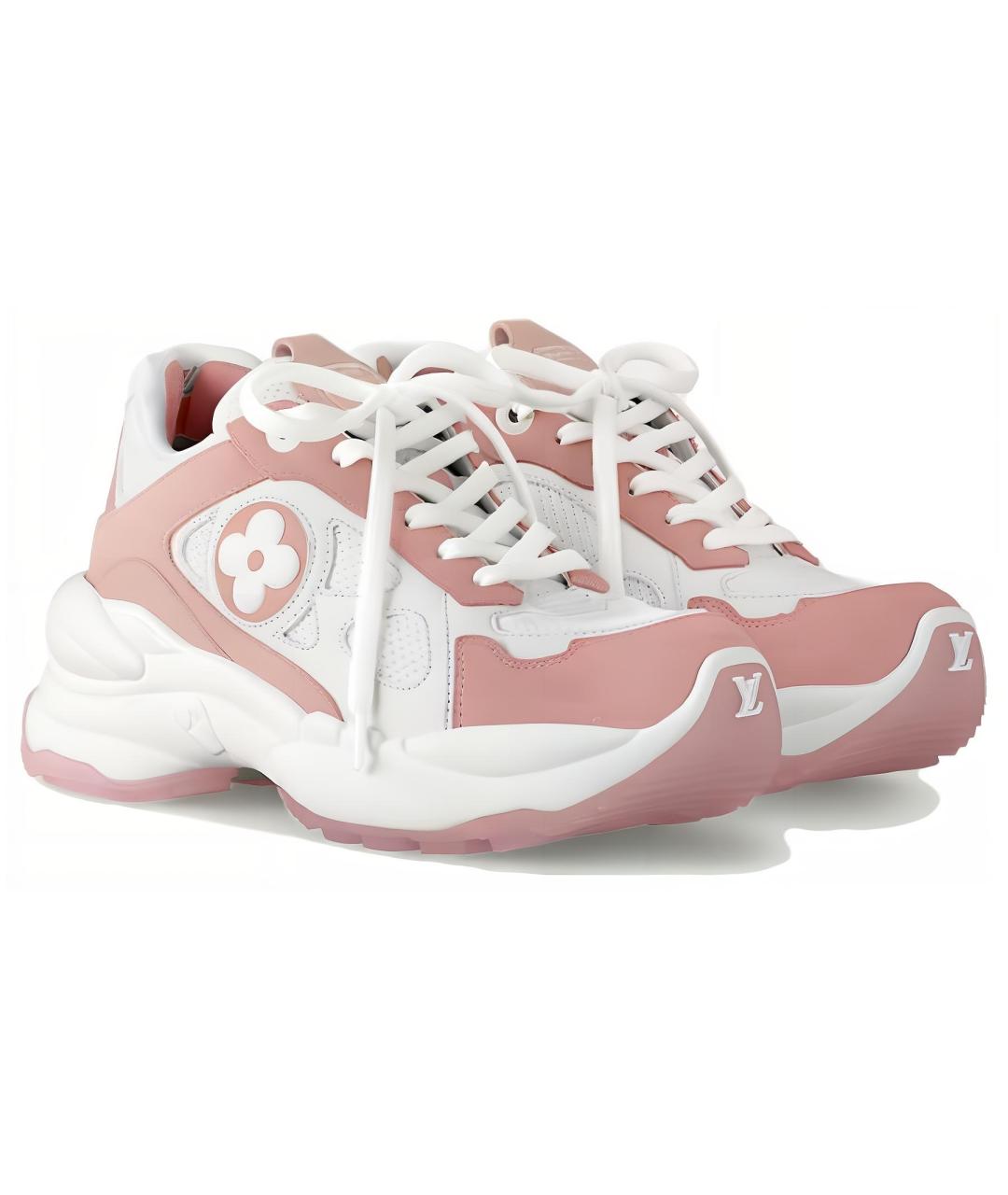 LOUIS VUITTON Розовые кожаные кроссовки, фото 2