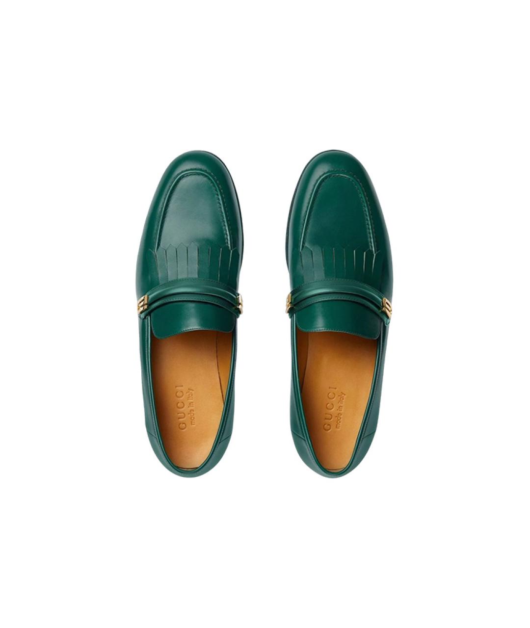 GUCCI Зеленые кожаные лоферы, фото 3