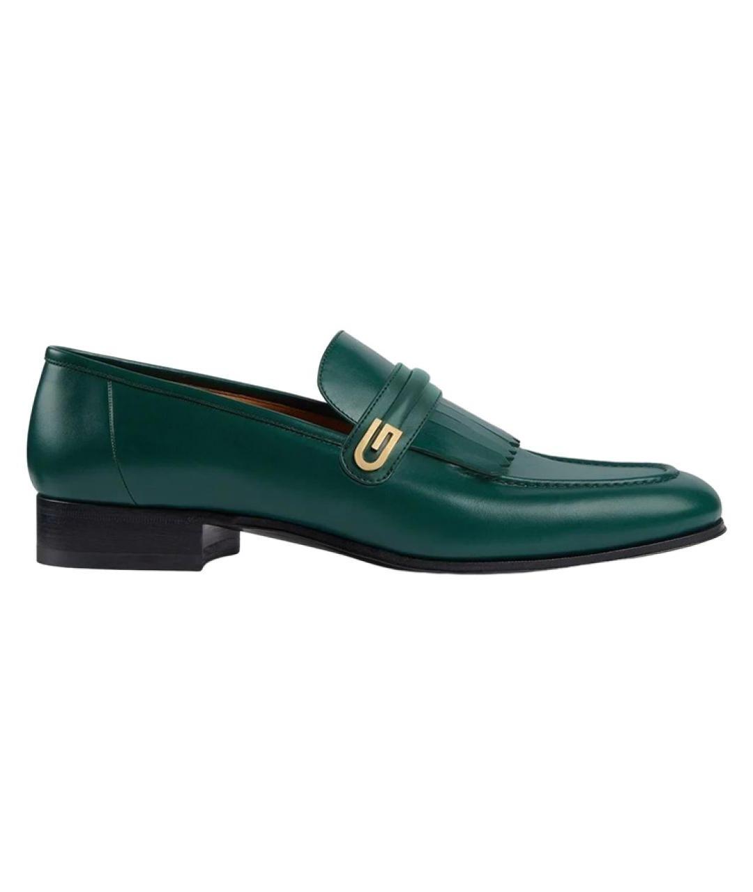 GUCCI Зеленые кожаные лоферы, фото 1