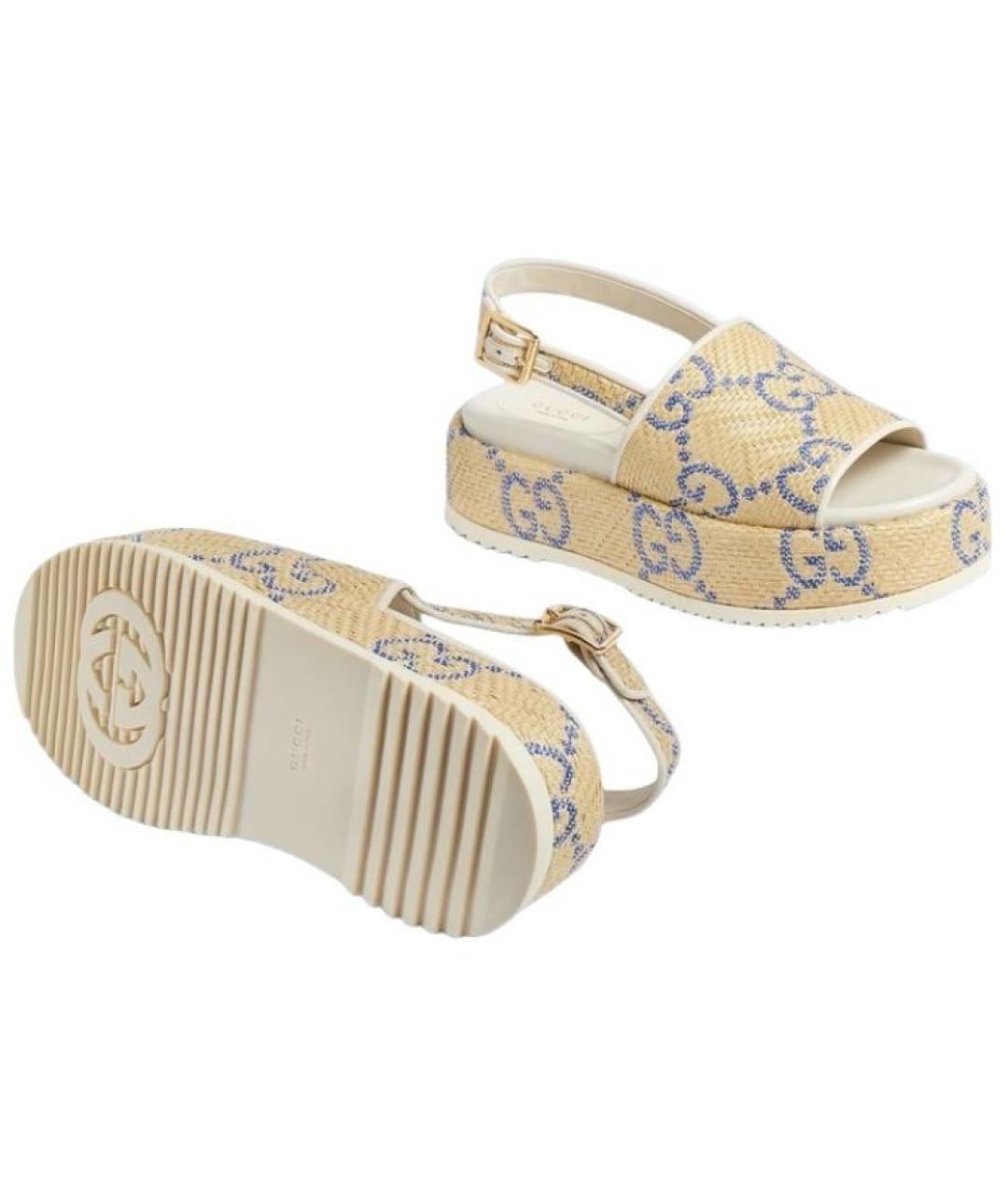 GUCCI Бежевые сандалии, фото 5