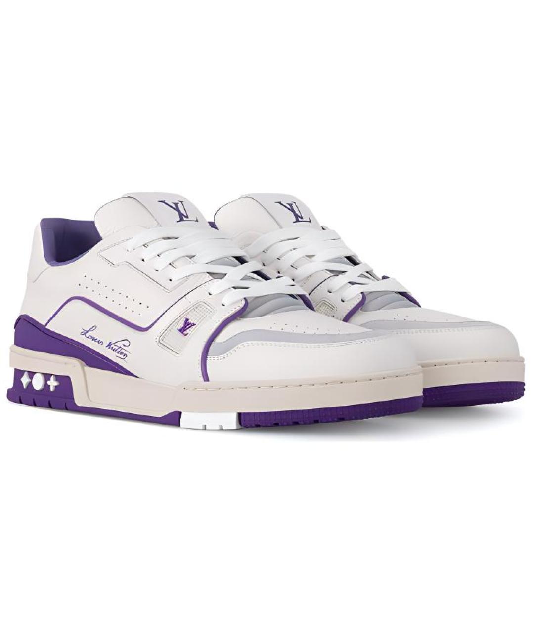 LOUIS VUITTON Белые кожаные низкие кроссовки / кеды, фото 2