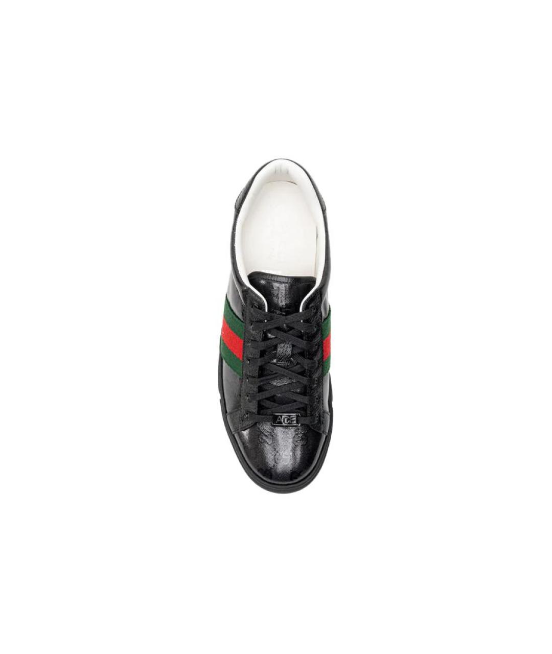 GUCCI Черные кожаные низкие кроссовки / кеды, фото 4