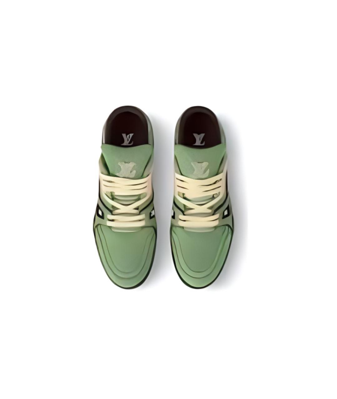 LOUIS VUITTON Зеленые кожаные низкие кроссовки / кеды, фото 3
