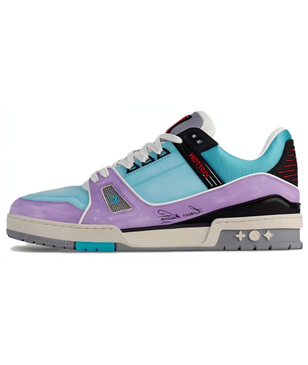 LOUIS VUITTON Синие кожаные кроссовки, фото 2