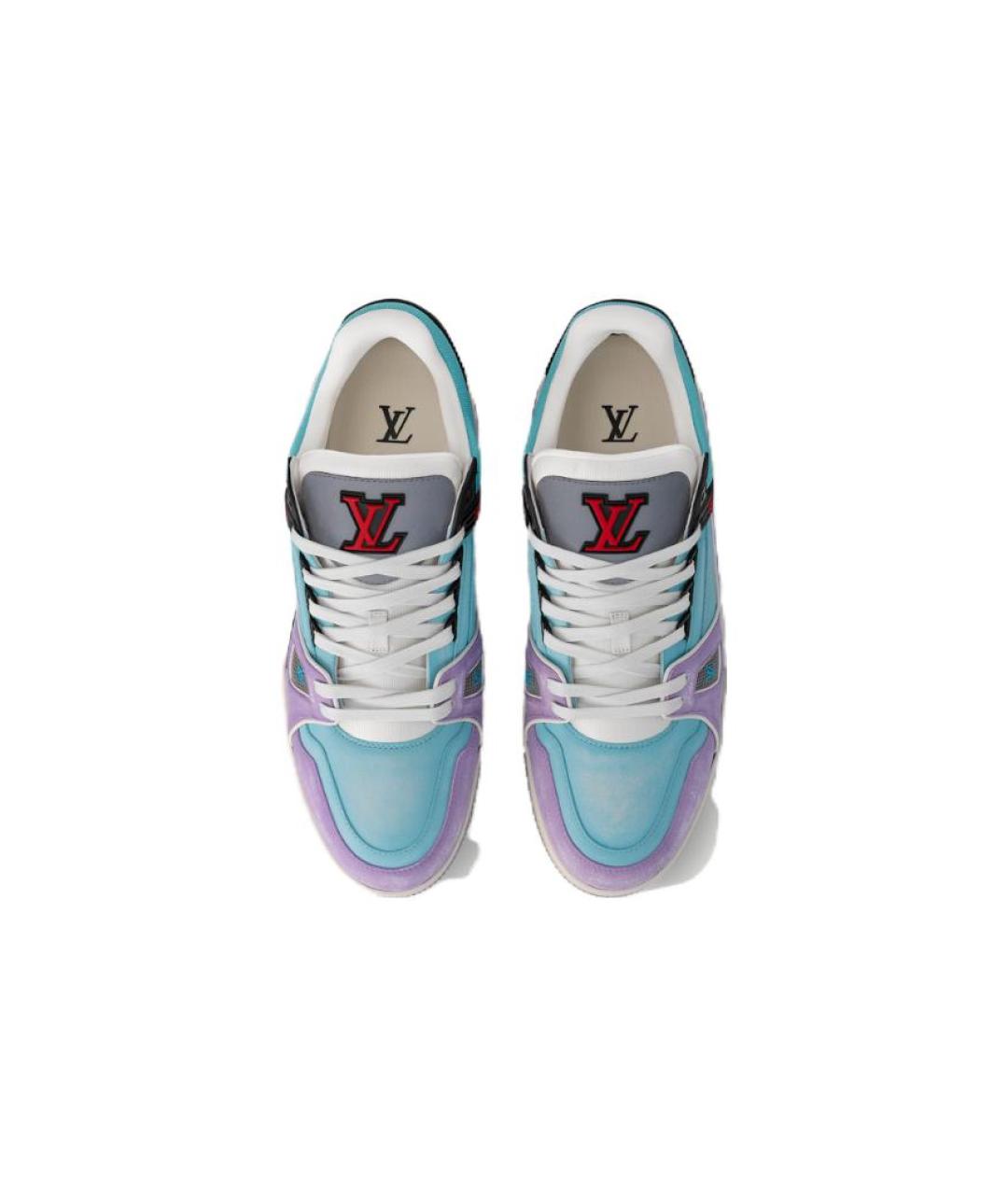 LOUIS VUITTON Синие кожаные кроссовки, фото 4