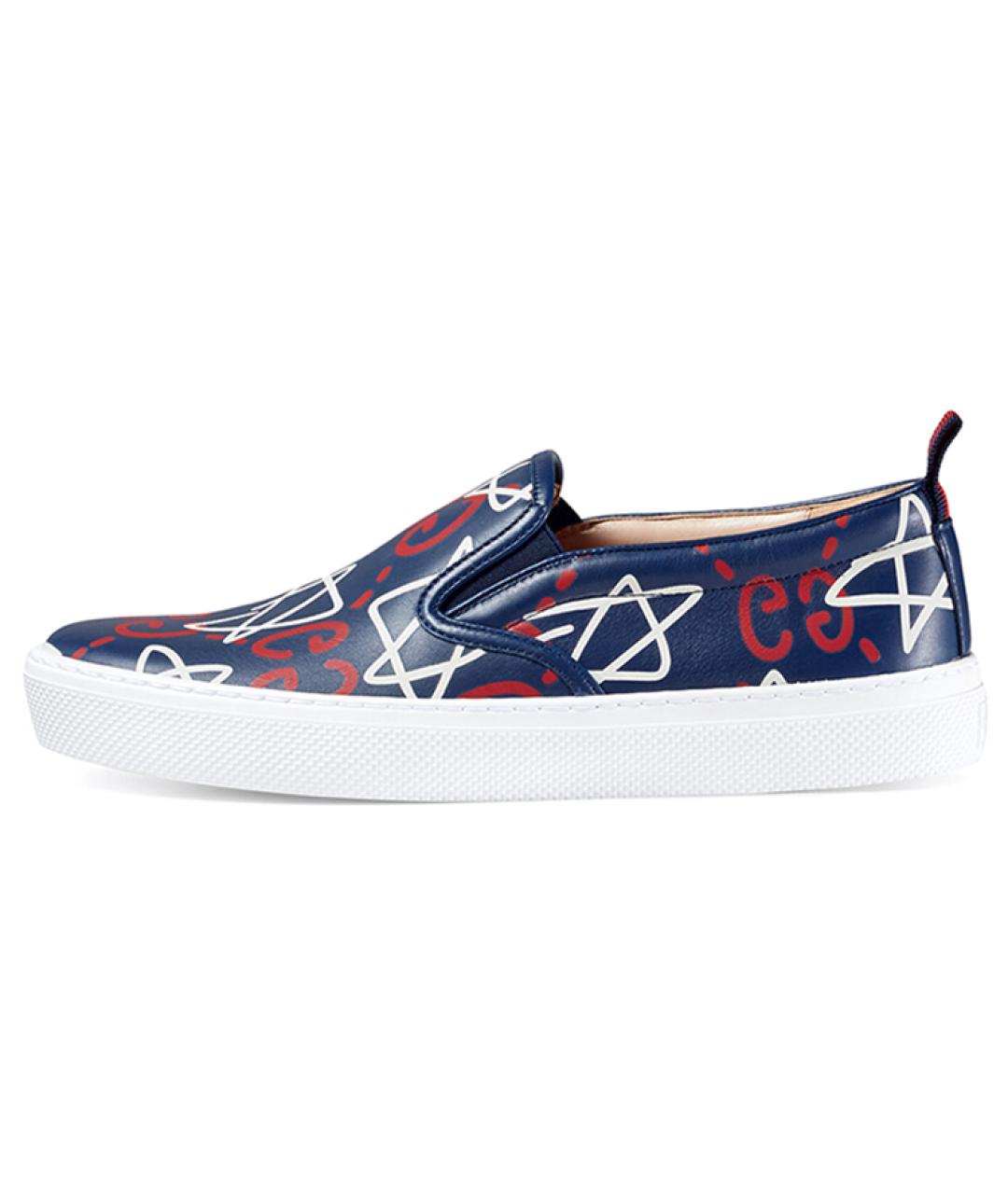 GUCCI Синие кожаные слипоны, фото 6