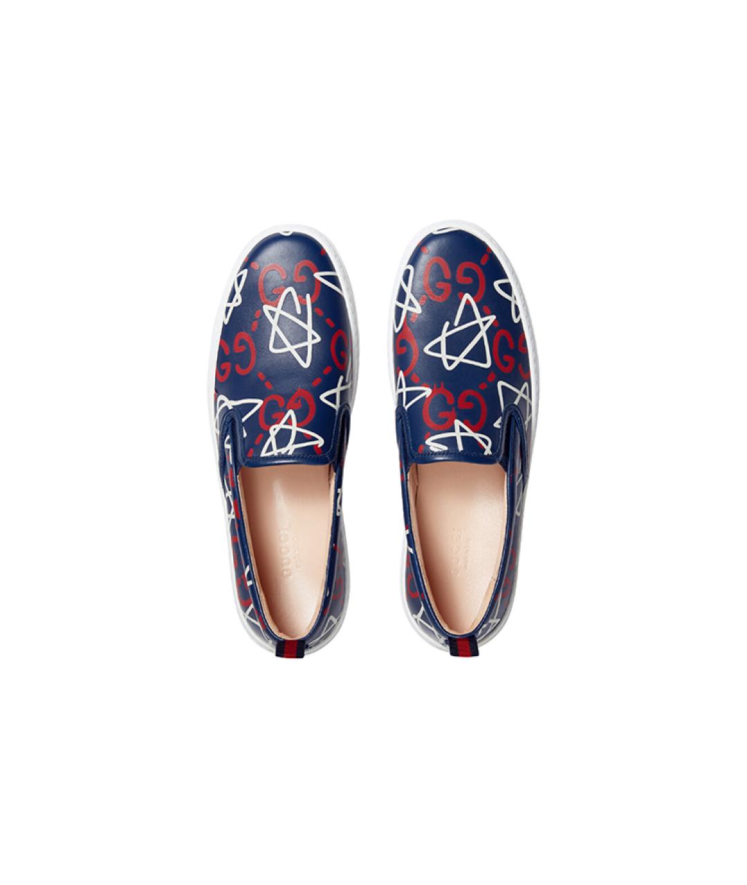 GUCCI Синие кожаные слипоны, фото 4