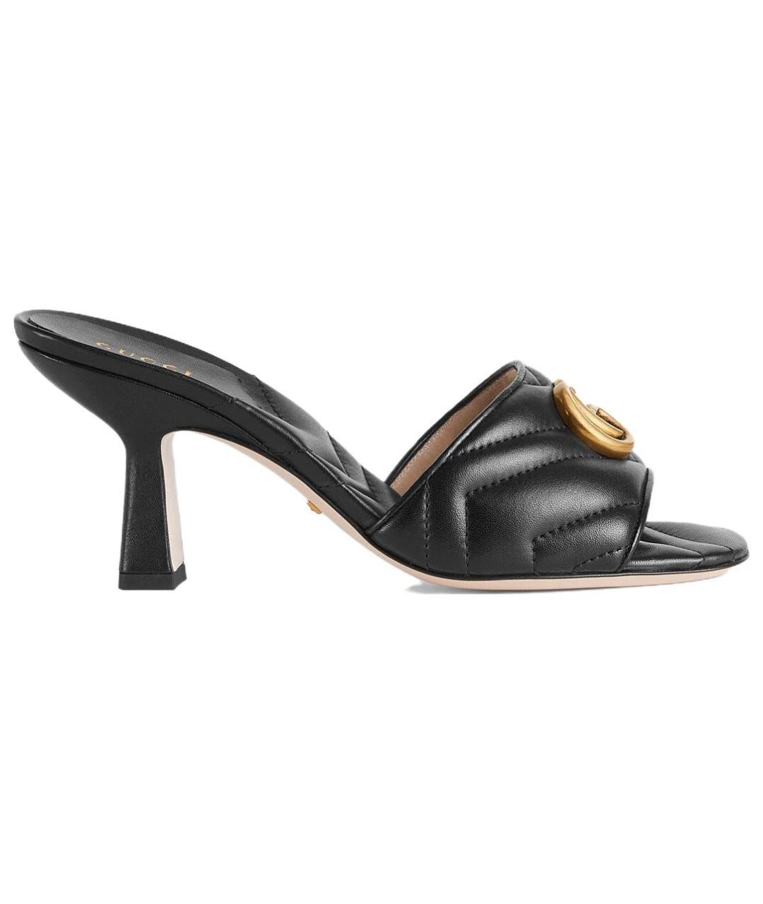 GUCCI Черные кожаные мюли, фото 1