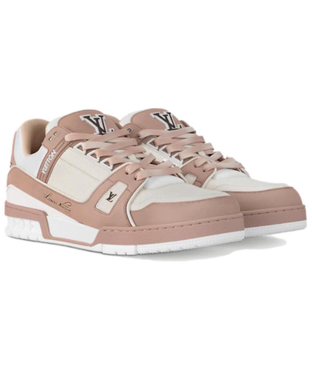 LOUIS VUITTON Розовые кожаные низкие кроссовки / кеды, фото 3