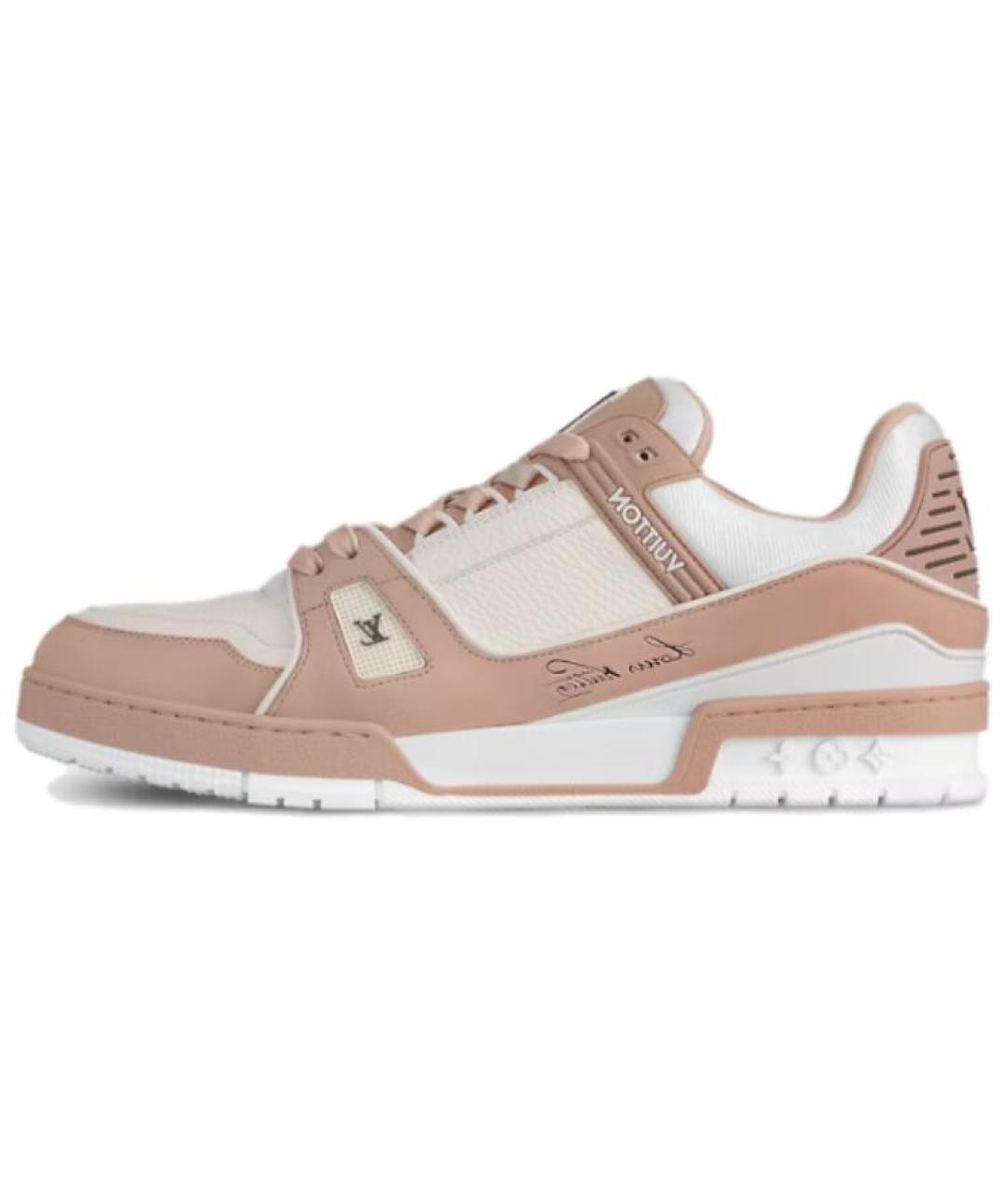 LOUIS VUITTON Розовые кожаные низкие кроссовки / кеды, фото 2