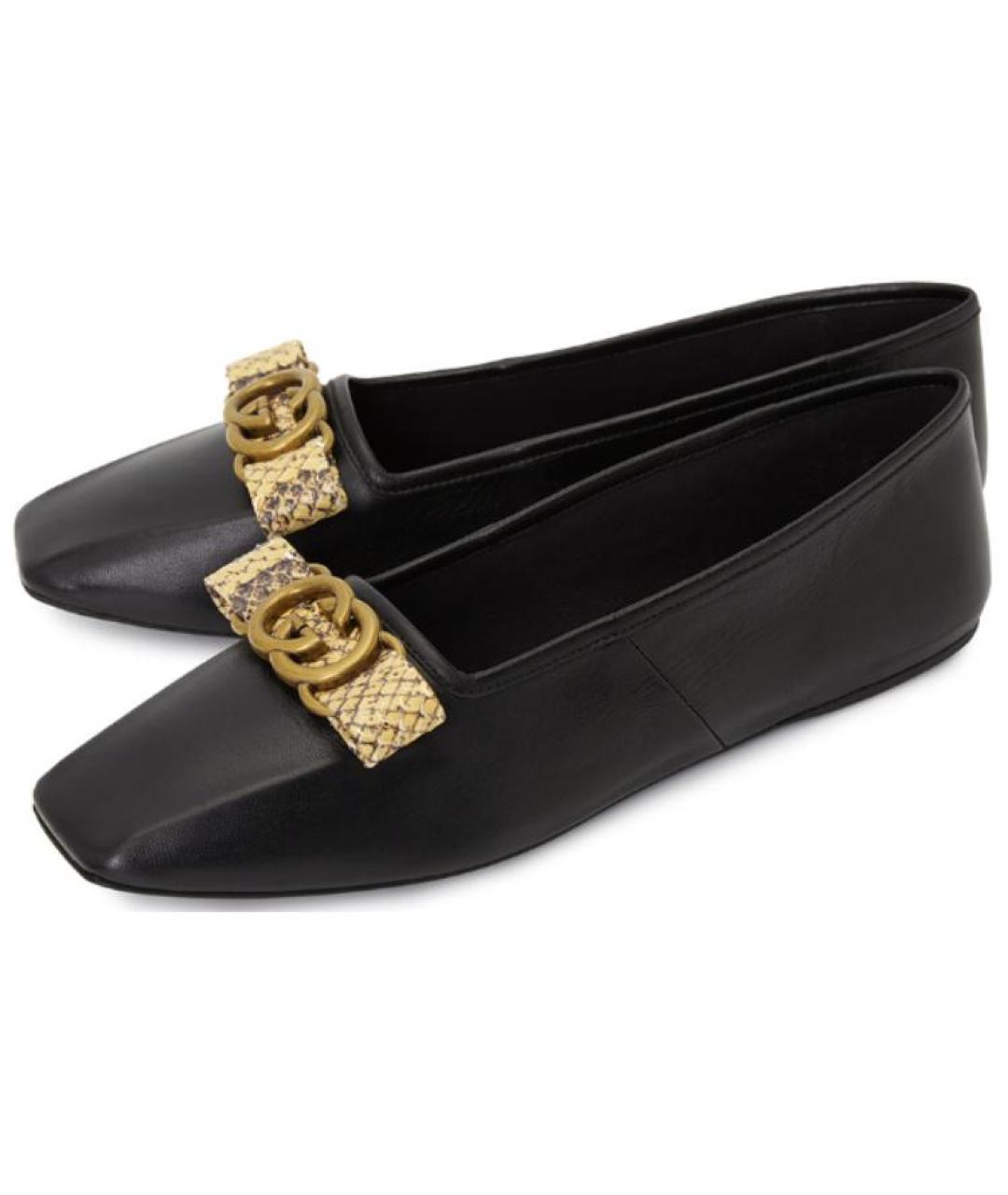 GUCCI Черные кожаные балетки, фото 3