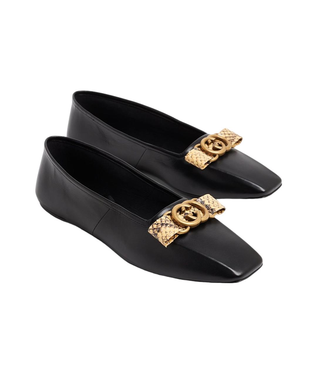 GUCCI Черные кожаные балетки, фото 4
