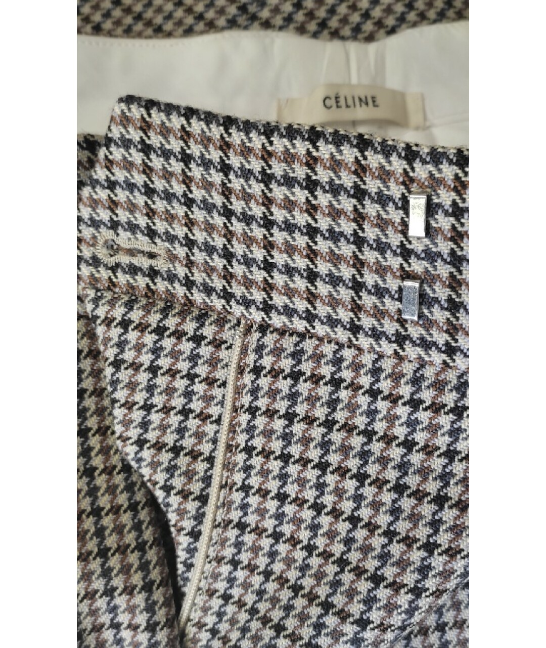CELINE PRE-OWNED Бежевые шерстяные прямые брюки, фото 8