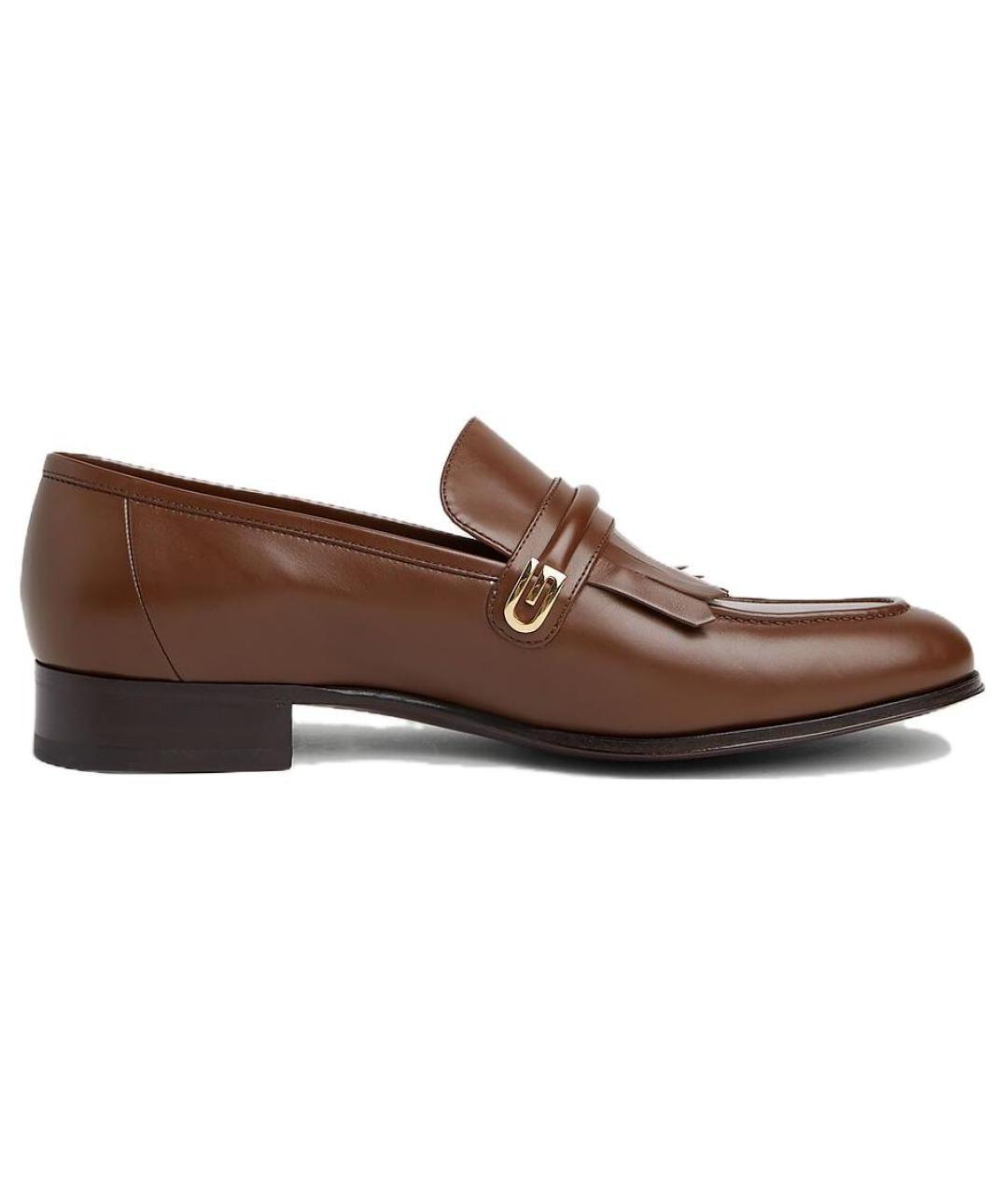 GUCCI Коричневые кожаные лоферы, фото 1