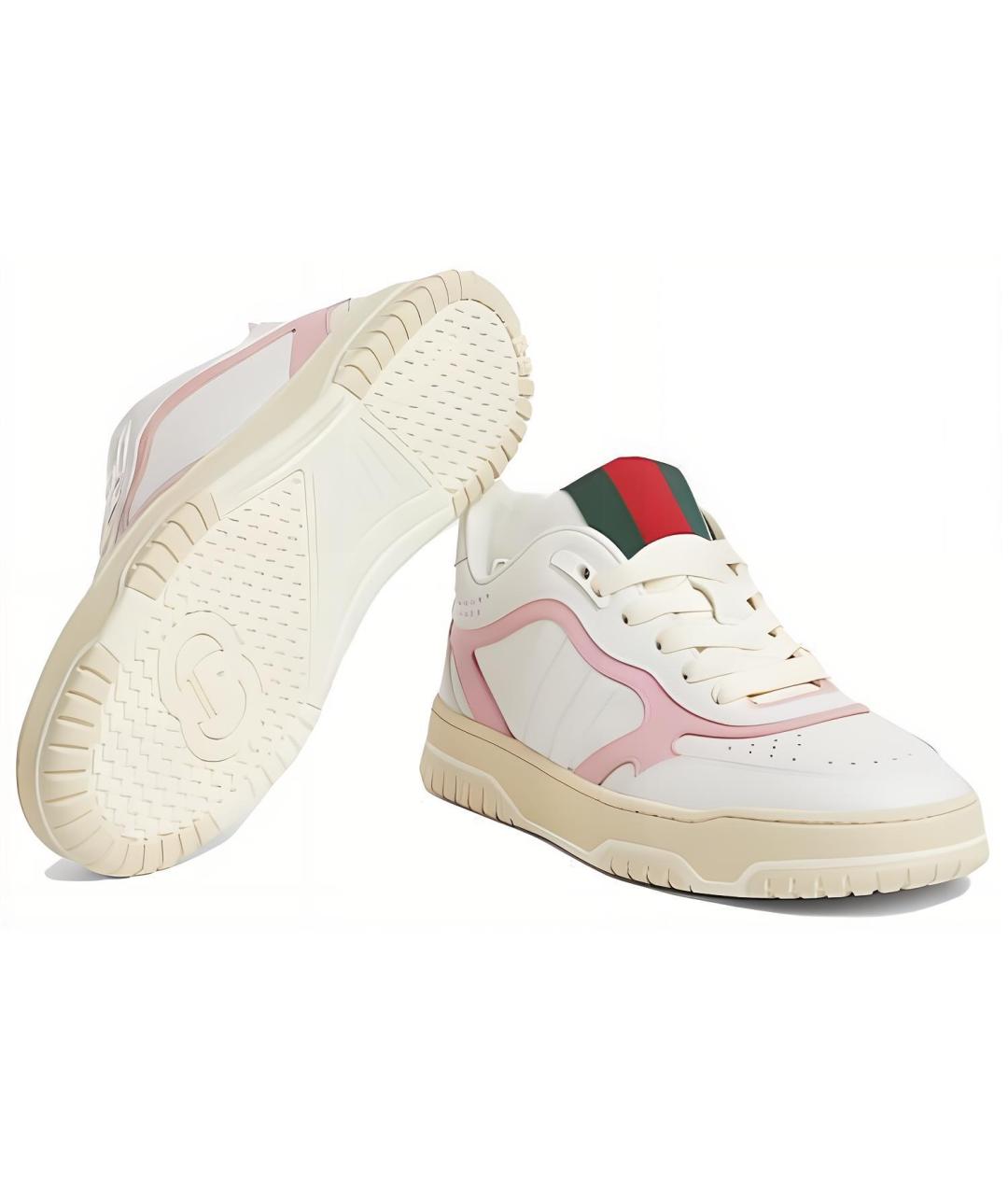 GUCCI Белые кожаные кроссовки, фото 6