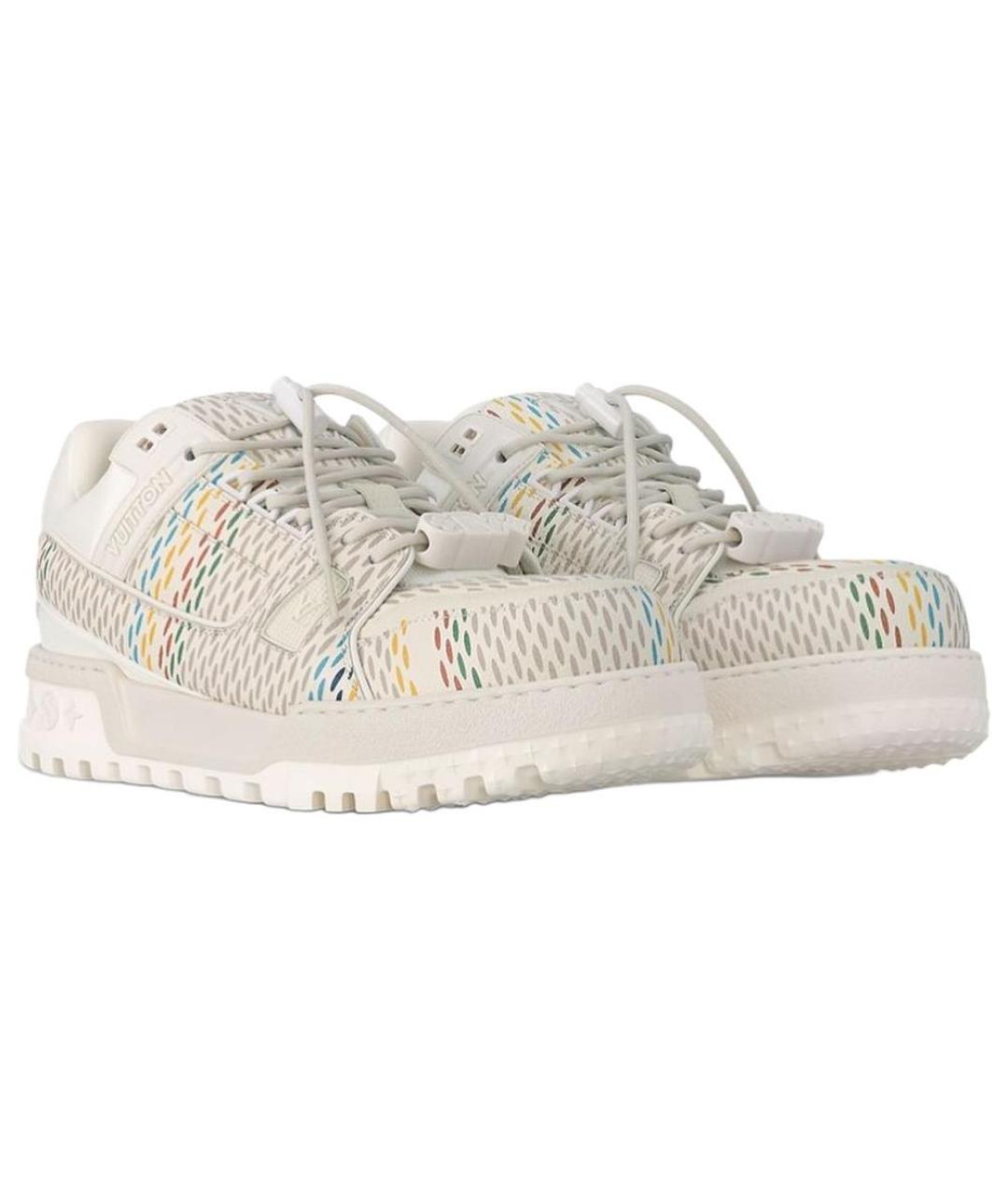 LOUIS VUITTON Белые кожаные низкие кроссовки / кеды, фото 3