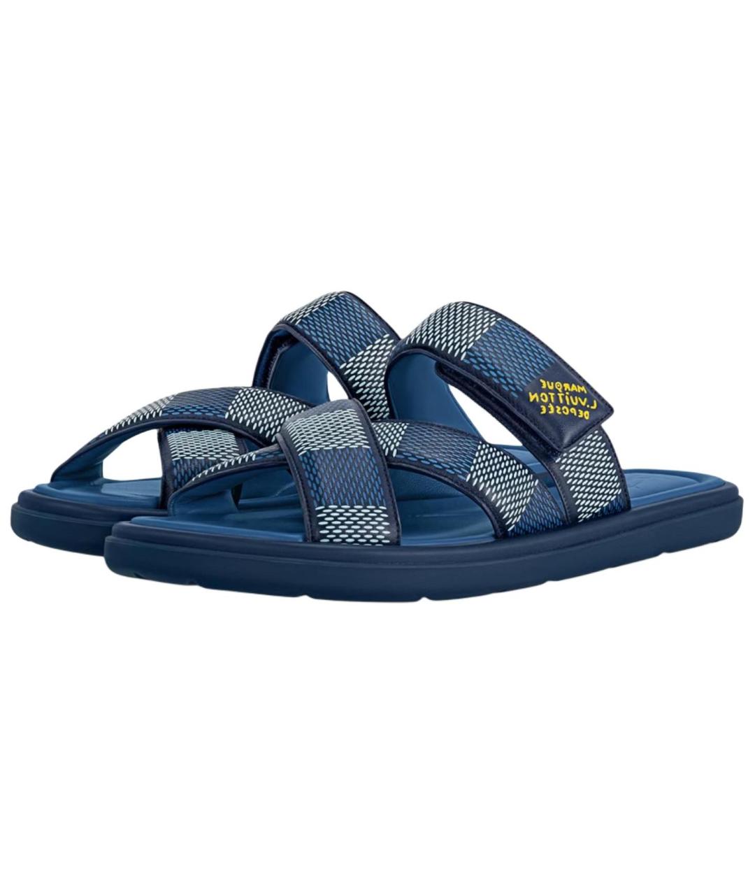 LOUIS VUITTON Синие кожаные сандалии, фото 4