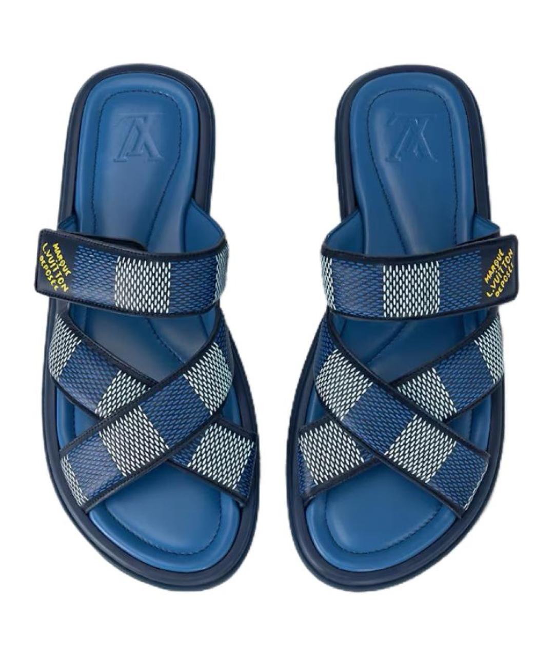 LOUIS VUITTON Синие кожаные сандалии, фото 5