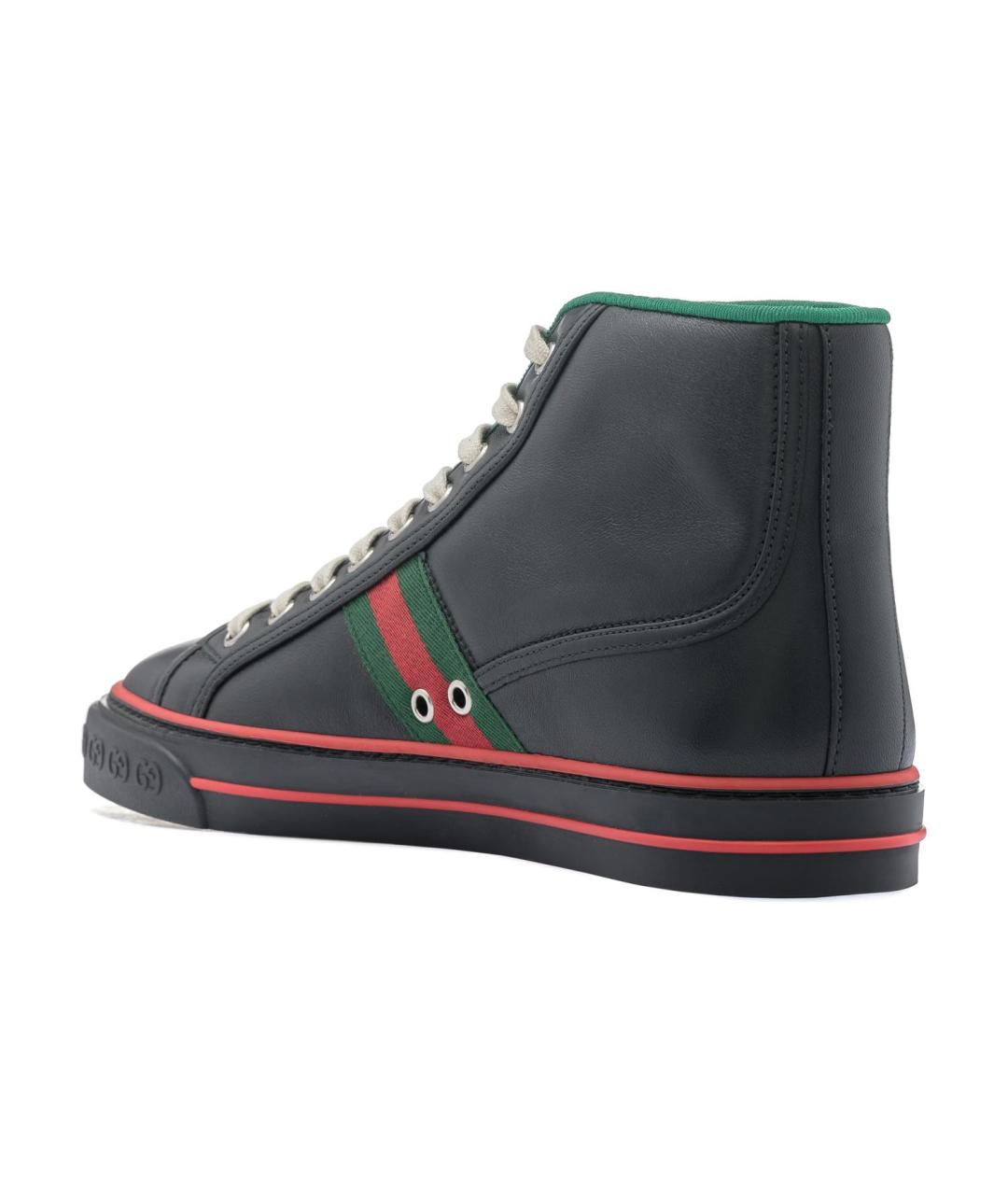 GUCCI Черные кожаные высокие кроссовки / кеды, фото 3