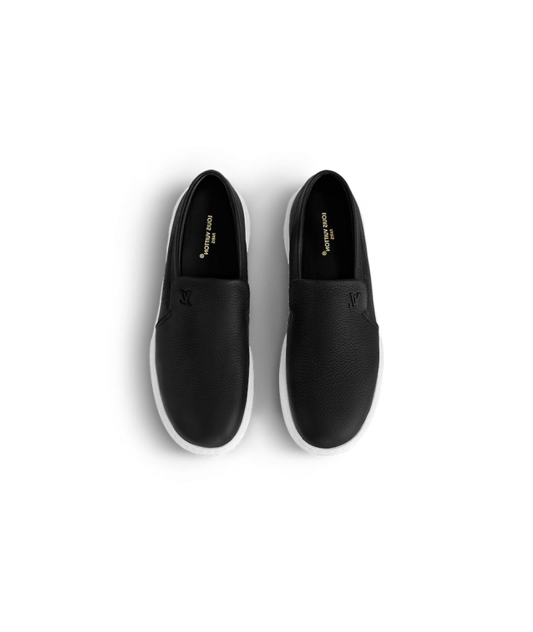 LOUIS VUITTON Черные кожаные слипоны, фото 3