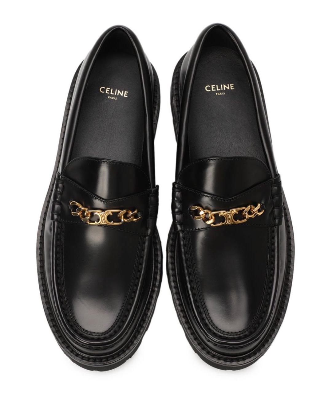 CELINE Черные кожаные лоферы, фото 2