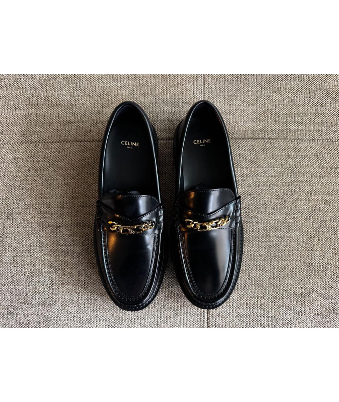 CELINE Черные кожаные лоферы, фото 3