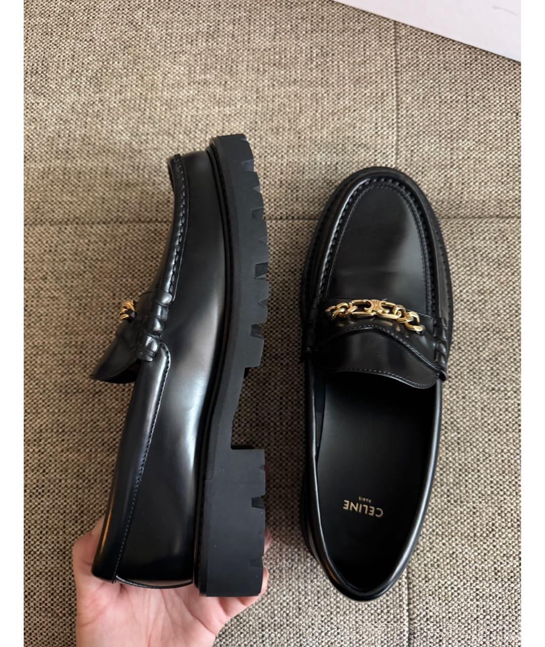 CELINE Черные кожаные лоферы, фото 4