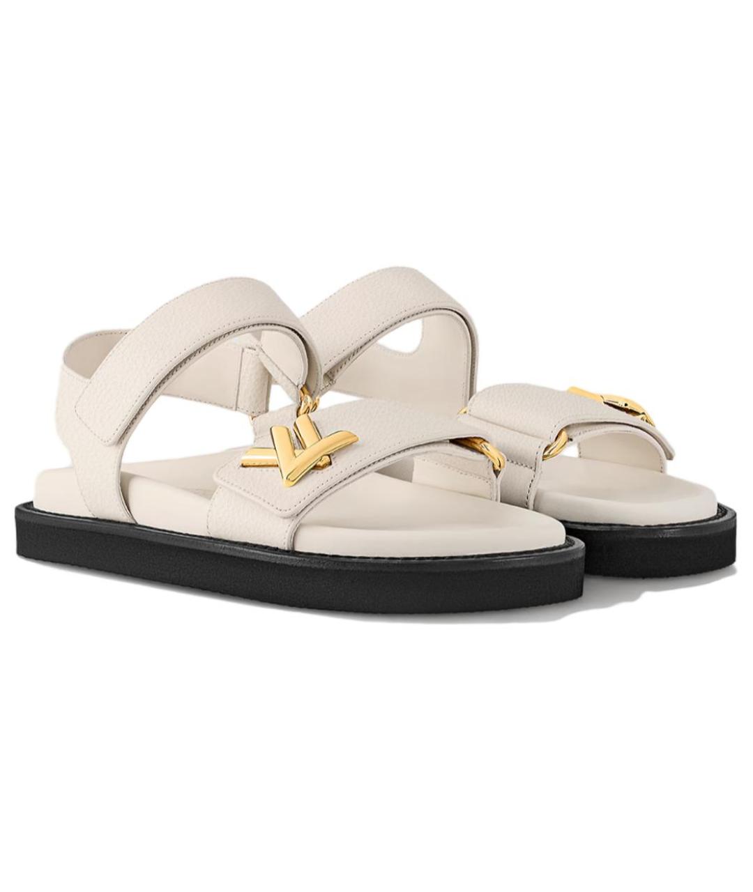 LOUIS VUITTON Бежевые кожаные сандалии, фото 3