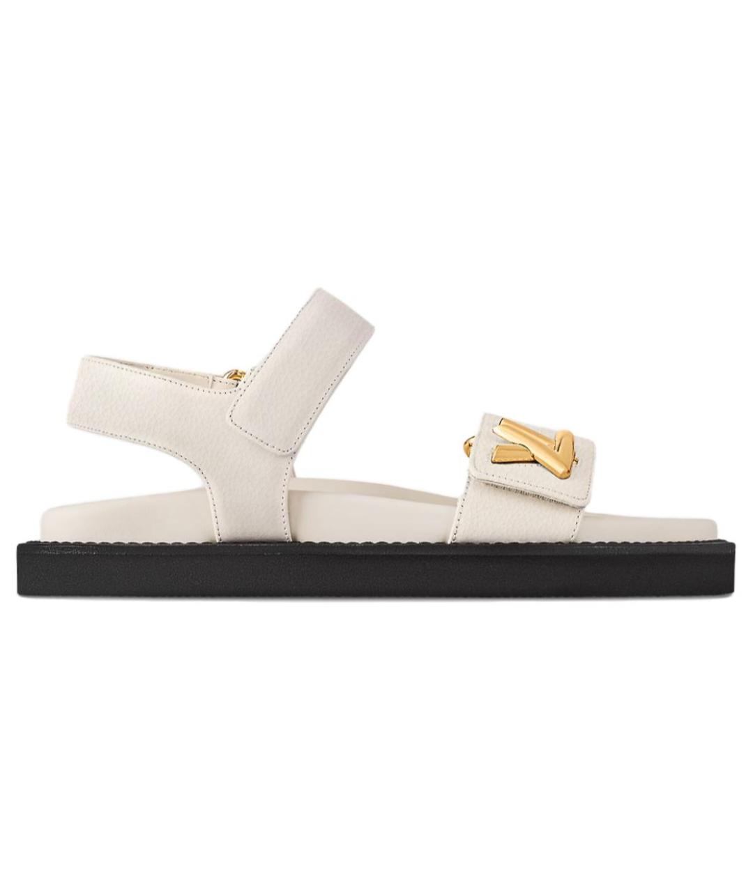 LOUIS VUITTON Бежевые кожаные сандалии, фото 1