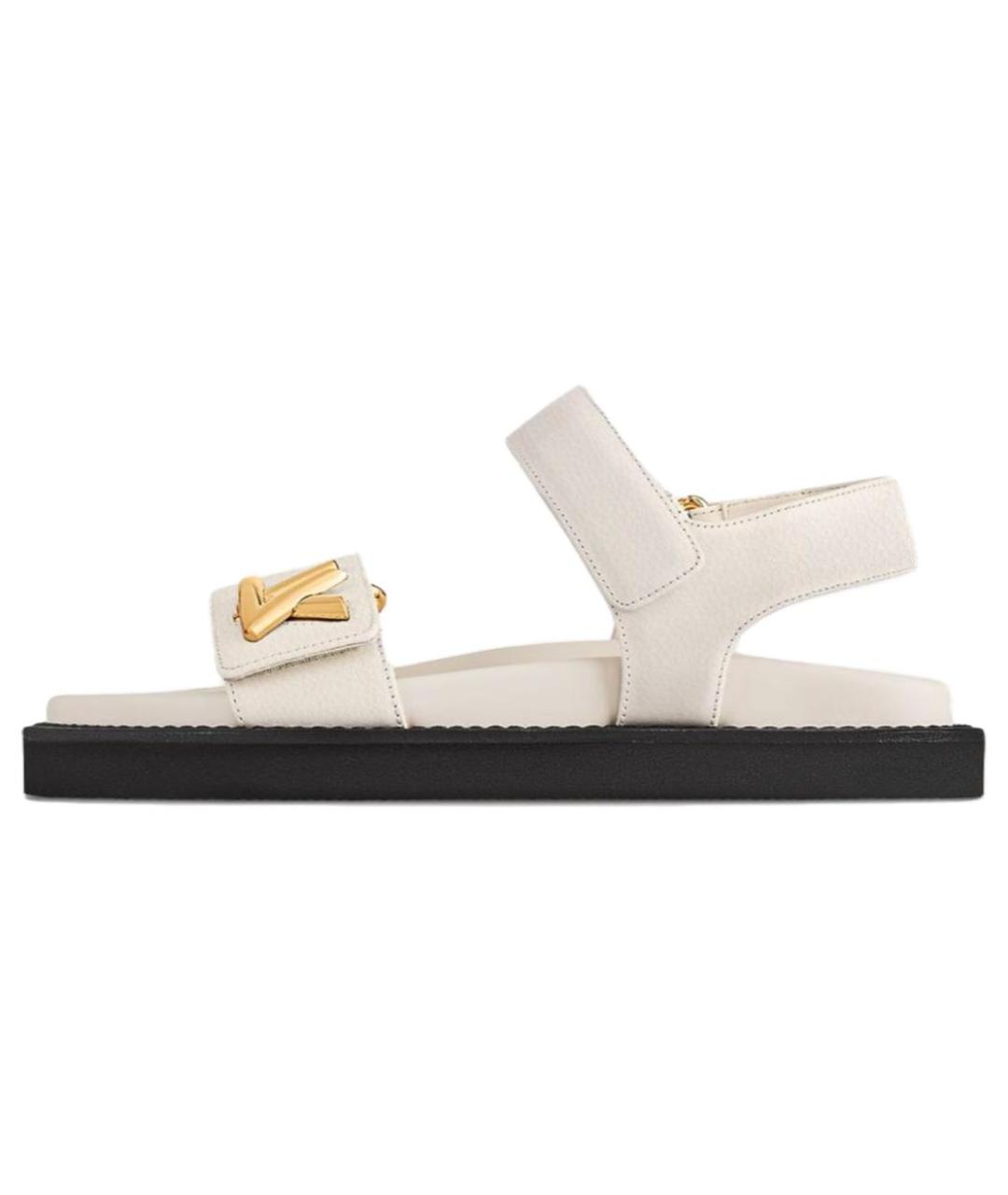 LOUIS VUITTON Бежевые кожаные сандалии, фото 2