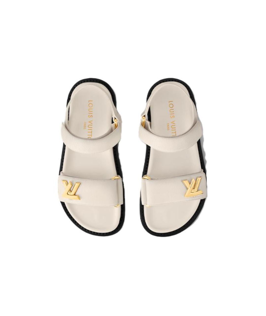 LOUIS VUITTON Бежевые кожаные сандалии, фото 4