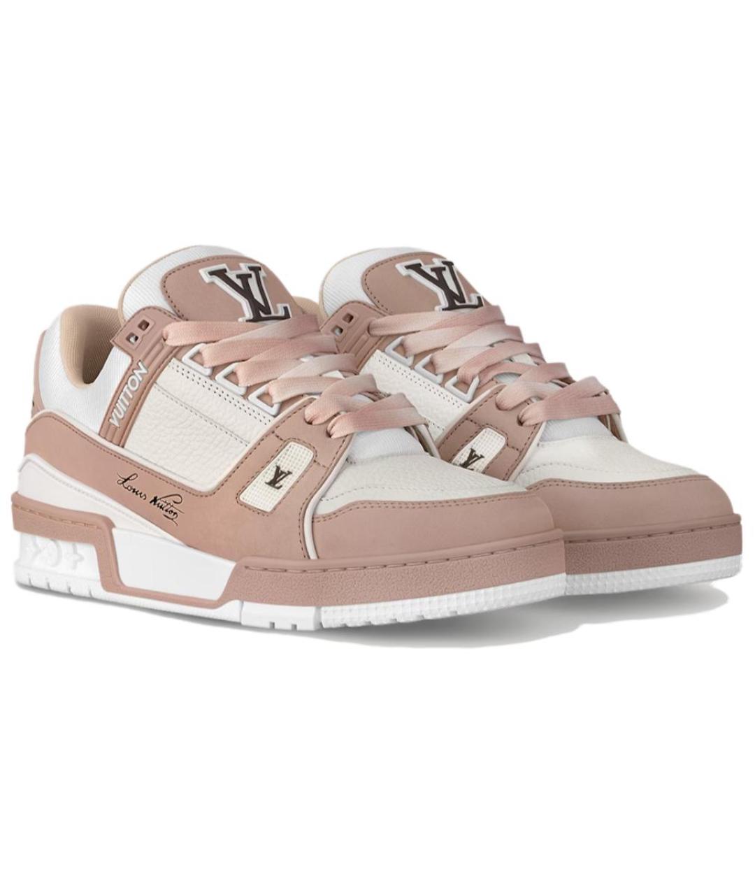 LOUIS VUITTON Бежевые кожаные кроссовки, фото 3