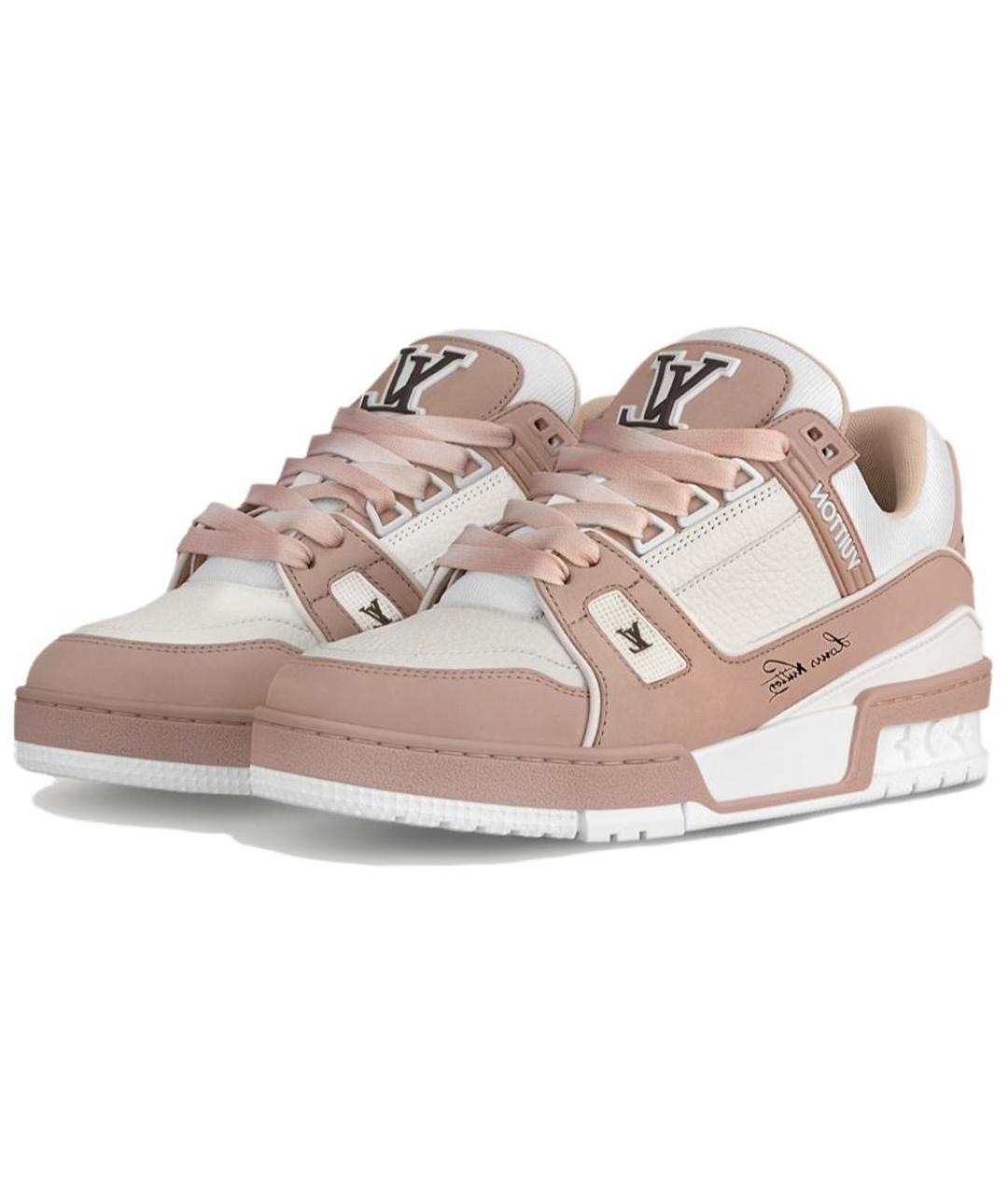 LOUIS VUITTON Бежевые кожаные кроссовки, фото 4