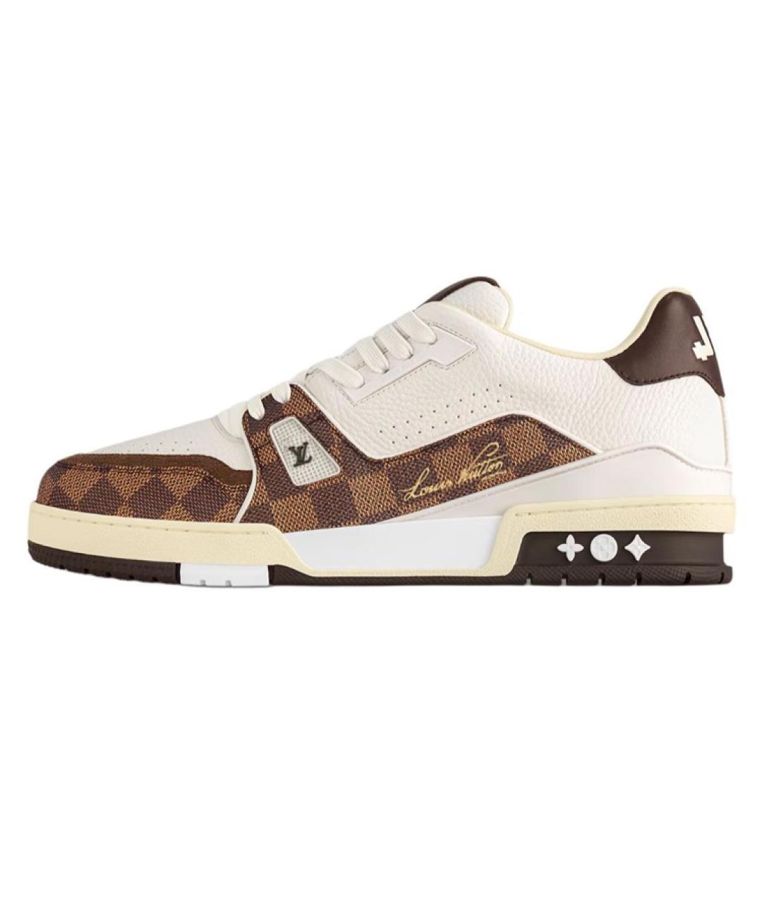 LOUIS VUITTON Коричневые кожаные кроссовки, фото 2