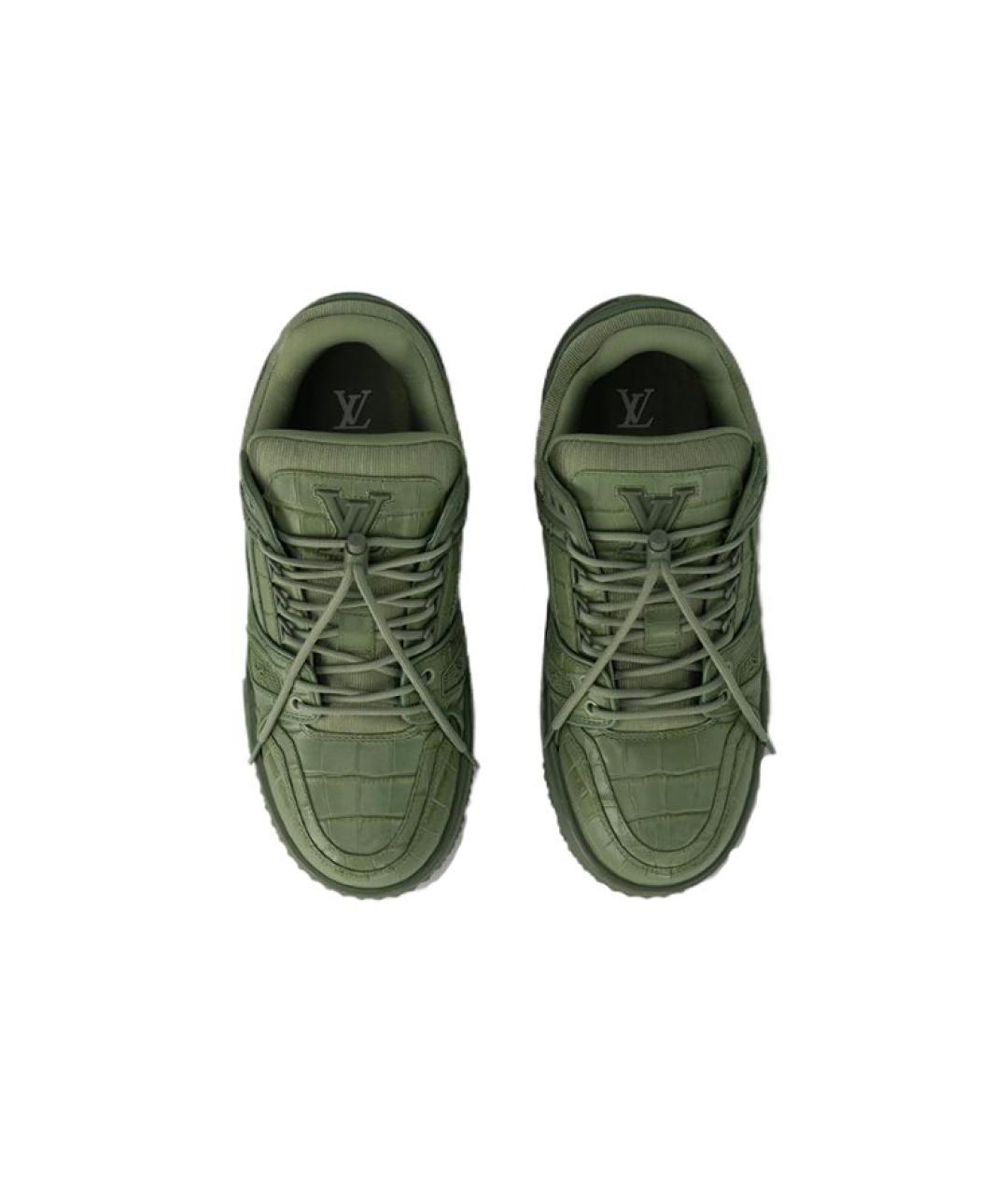 LOUIS VUITTON Зеленые кожаные кроссовки, фото 3