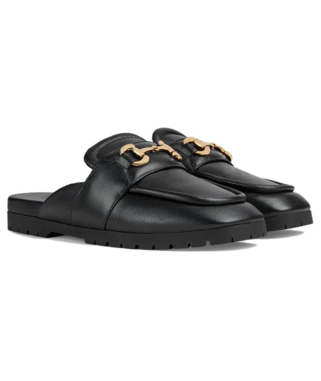 GUCCI Черные кожаные слипоны, фото 3