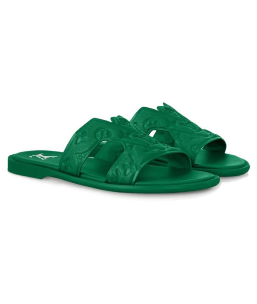 LOUIS VUITTON Зеленые кожаные сандалии, фото 3